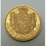 Christian X 1913 Danish gold 20 Kroner coin, 8.98g