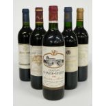 Six bottles of French red Bordeaux wine comprising Chateau Lilian Ladouys 1988, Le Bahans du Chateau