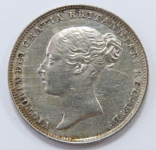 1850 young head Victorian sixpence, 5 over 3, VF - Image 2 of 2