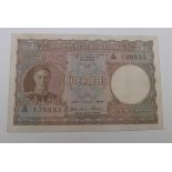 Government of Ceylon 5 Rupees 1944 banknote, clean and crisp