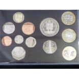 Royal Mint 2009 proof coin set comprising 14 coins, including two two pound, one pound and Kew