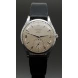 Longines gentleman's wristwatch ref. 7033-3 with inset subsidiary seconds dial, silver dauphine