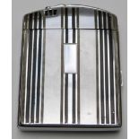 Ronson Art Deco lighter/cigarette case in chromium and black finish, 10.5cm