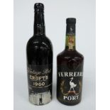 Two bottles of port comprising Croft's 1960 vintage and a bottle of ten year old Ferreira, 70cl.