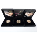 Three silver proof Piedfort £2 coins including 2008 Olympic Games Handover Ceremony x2, 2012