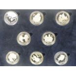 Royal Mint 2009 silver proof coin set comprising 12 coins from five pounds to one penny, with