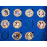 Nine enamelled Queen's Silver Jubilee coins in plush fitted Royal Mint collectors' box