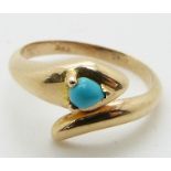 A 14ct gold ring in the form of a snake set with a turquoise (size N)