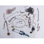 A collection of costume jewellery including necklaces