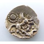 Gold ½ stater, horse to decorated side, 1.2g, found near Wickwar, Glos