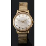 Timex gold plated gentleman's wristwatch with date aperture, luminous hands, two-tone baton markers,