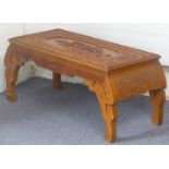 Chinese carved coffee table, H42 x L100 x D42cm