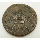 1689 James II Irish Civil War gun money one shilling