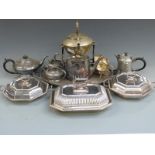 A quantity of silver plate including two handled tray, entree dishes etc