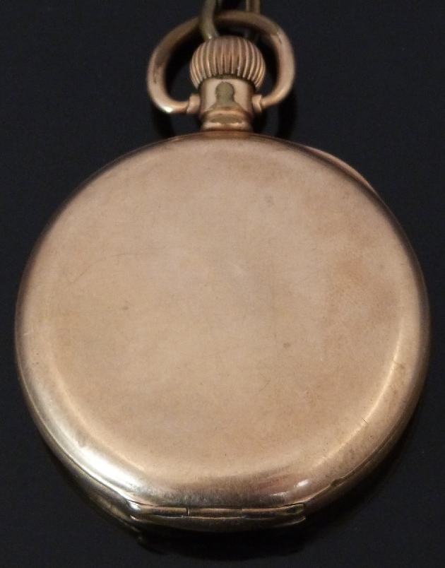 Waltham gold plated keyless winding full hunter pocket watch with inset subsidiary seconds dial, - Image 3 of 4