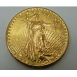 1927 USA Liberty standing, eagle reverse, twenty dollar gold coin, 33.4g