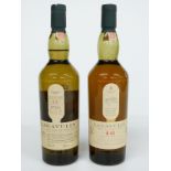 Two bottles of Lagavulin single Islay malt Scotch whisky comprising 16 year old, 43% vol and 12 year