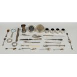 A white metal purse marked 800, weight 35g and a quantity of hallmarked silver mounted items