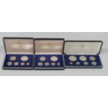 Franklin Mint British Virgin Islands cased proof sets, two having six coins the other seven, some