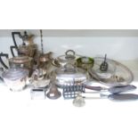 A quantity of silver plate including oval tray, teaware, entrée dishes, crumb trays etc