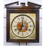 Dutch wall clock with painted arch top dial, silvered Roman chapter ring and cast brass hands, in