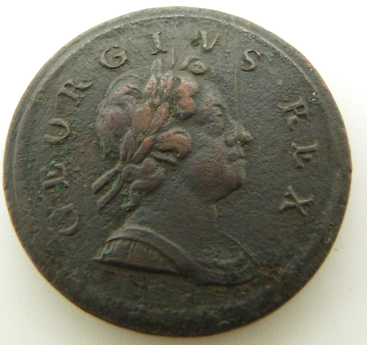 George I 1718 dump halfpenny, NVF - Image 2 of 3