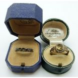 Victorian 9ct gold ring set with a citrine in a foiled setting and another Victorian ring both in