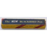 Mabie Todd & Co 'The New Blackbird' pen with original label and marbled barrel impressed