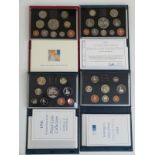 Royal Mint UK proof coin sets in deluxe cases comprising 1995 -1998 inclusive