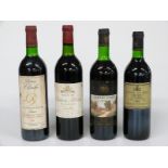 Four bottles of red wine comprising Baron Edmond de Rothschild Chateau Clarke 1978 75cl, Chateau