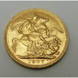 Edward VII 1907 gold full sovereign Sydney Mint