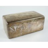 Edward VII hallmarked silver cigarette box, the top engraved Buckie from Bobbie Nov 1910, Birmingham