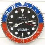 Rolex Oyster Perpetual GMT-Master II dealers shop display advertising wall clock with black face,