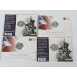 Four A Timeless First George and the Dragon 2013 UK fine silver £10 coin, 15.71g each