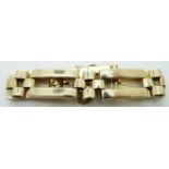 A 9ct gold bracelet made up of rectangular links by C & F, 22g