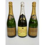 Three bottles of Champagne comprising two Charles Lafitte Belle Cuvee brut and Joseph Perrier 1973