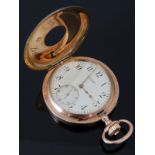 Ernst Kutter of Stuttgart 14ct gold keyless winding half hunter pocket watch with inset subsidiary