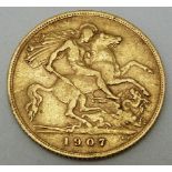 Edward VII 1907 gold half sovereign