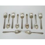 Set of eleven Gorham American white metal teaspoons with Gorham silver marks and marked sterling,