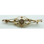 Victorian 9ct gold brooch set with a rose cut diamond, 2.6g