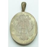 Victorian white metal locket, 3.5 x 3cm