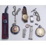 Four various wrist and pocket watches comprising a gold plated Timex gentleman's wristwatch, Oris