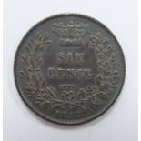 1853 young head Victorian sixpence, NEF, with blue tone