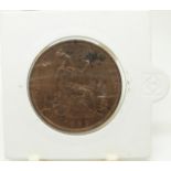 1889 Victorian bronze penny, unc with lustre