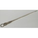 Victorian King's pattern hallmarked silver meat skewer, London 1859 maker Chawner & Co., length