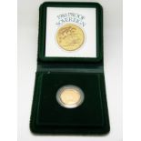 Elizabeth II 1980 cased proof gold full sovereign