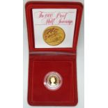 Elizabeth II 1980 proof half gold sovereign