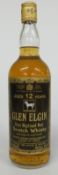 Glen Elgin aged 12 years pure Highland Scotch whisky. 26 2/3cl 75% proof.