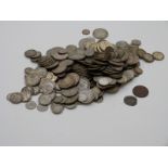A collection of coins including a good selection of pre 1947 silver, Elizabeth I 1566 sixpence,