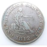 Stockport Cheshire 19thC silver token for one shilling, G and R Ferns and T Cartwright